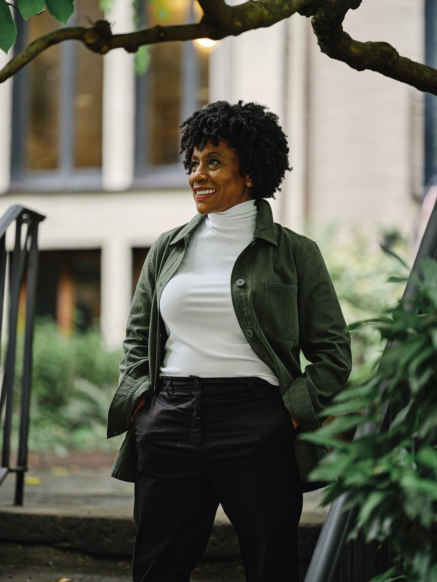 Women’s French Workman’s Jacket in Parks Department Green Herringbone Product Image