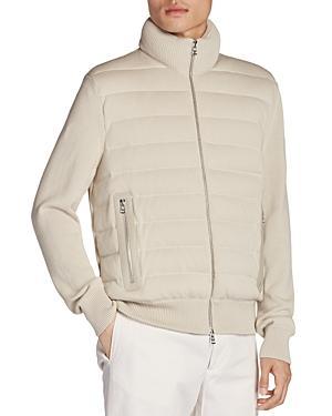 Moncler Cotton Quilted Zip Cardigan Sweater Product Image