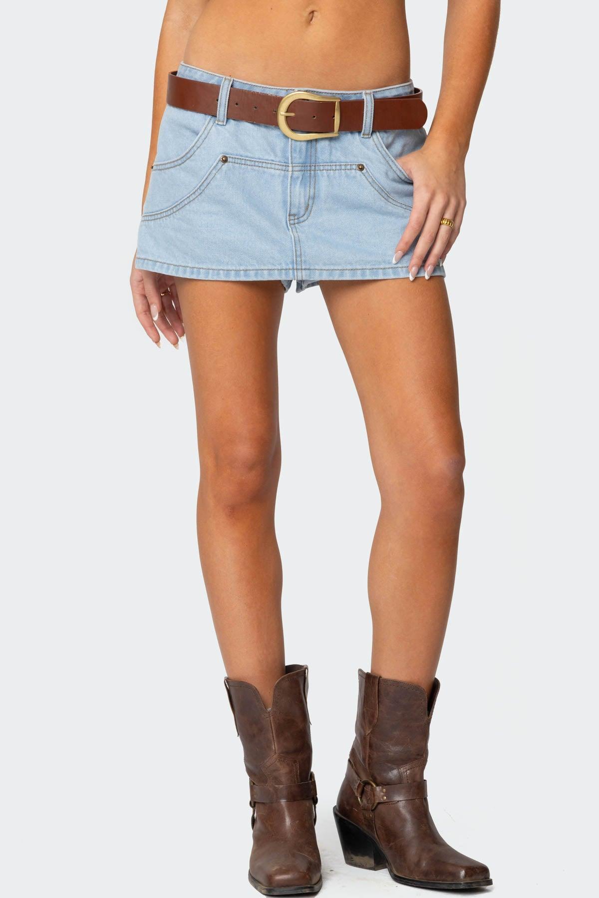 Stitched Up Denim Mini Skort Product Image