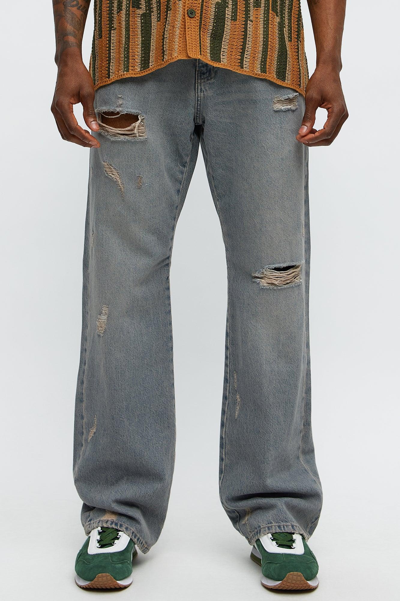 Don't Quit Ripped Stacked Slim Flare Jeans - Vintage Blue Wash Product Image