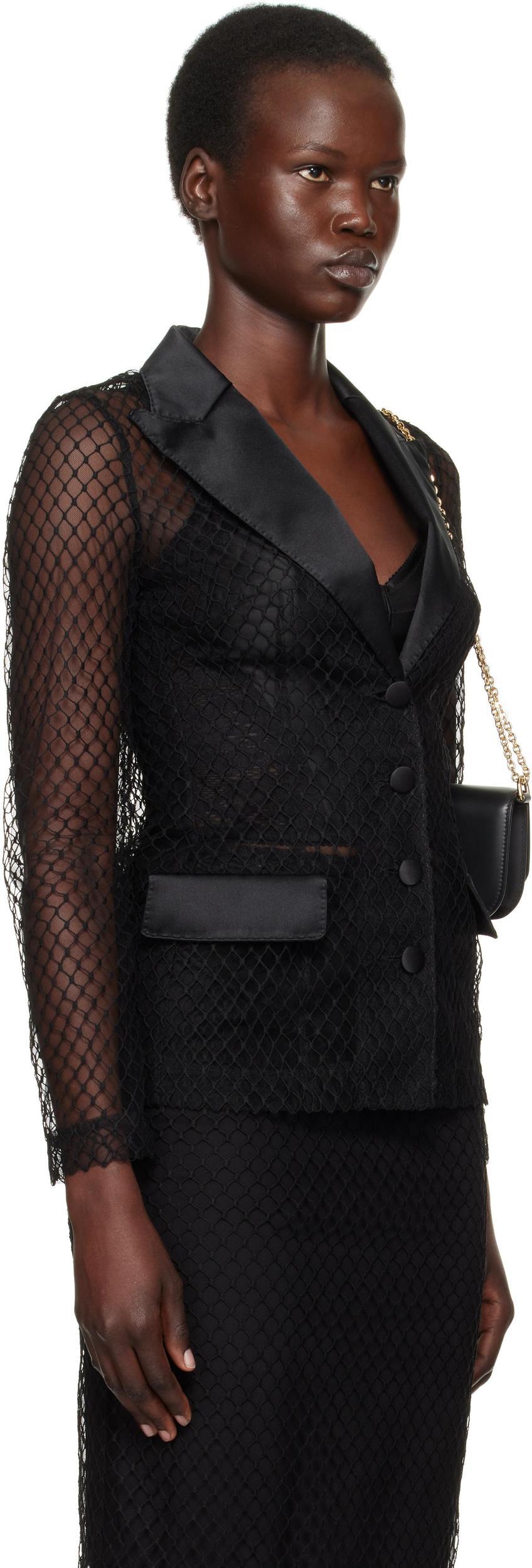 DOLCE & GABBANA Black Single-breasted Mesh 'dolce' Tuxedo Jacket In N0000 Nero Product Image