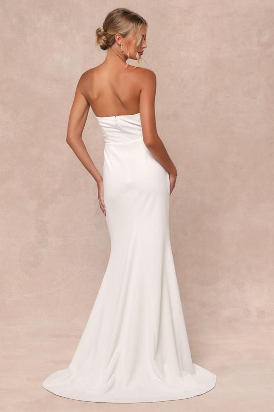 To Be Yours Ivory Strapless Pleated Mermaid Maxi Dress Product Image