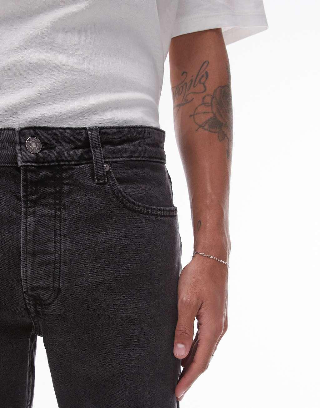 Topman slim jeans in washed black Product Image
