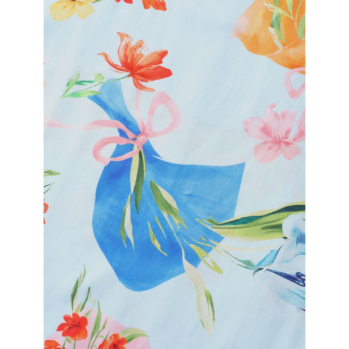 Plus Size Rayon Floral Print Pockets Midi Dress Multicolor Women Round Neck Short sleeve Curvy BloomChic 18-20/2X Product Image