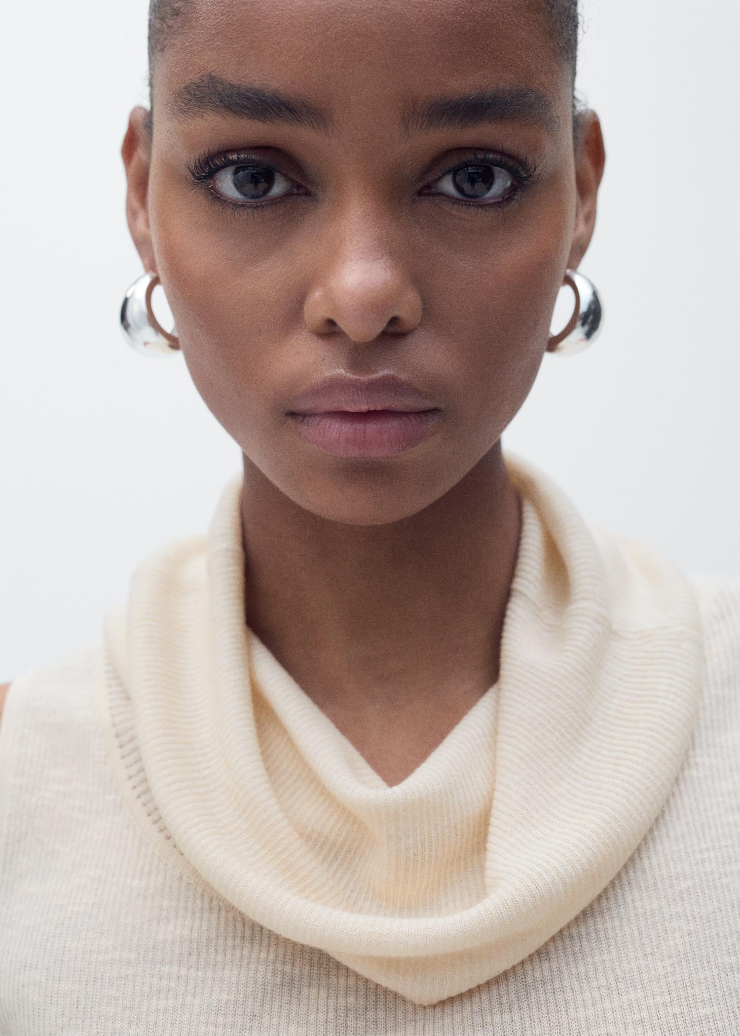 Knitted top with draped neck - Women | MANGO USA Product Image
