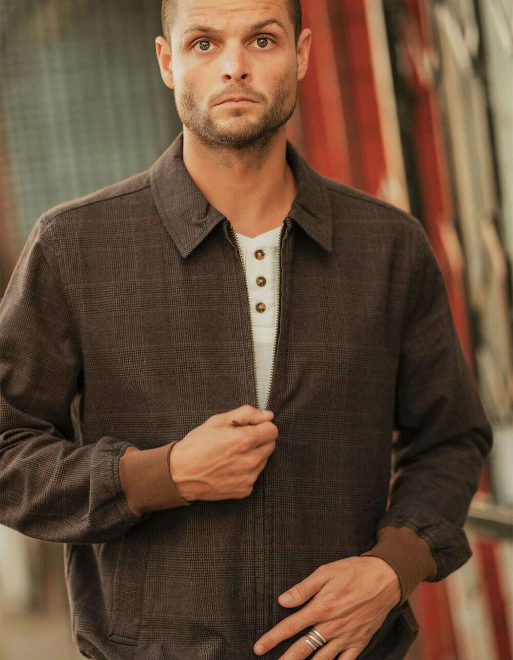 BRIXTON Dillinger Houndstooth Mens Bomber Jacket - BLACK COMBO Product Image