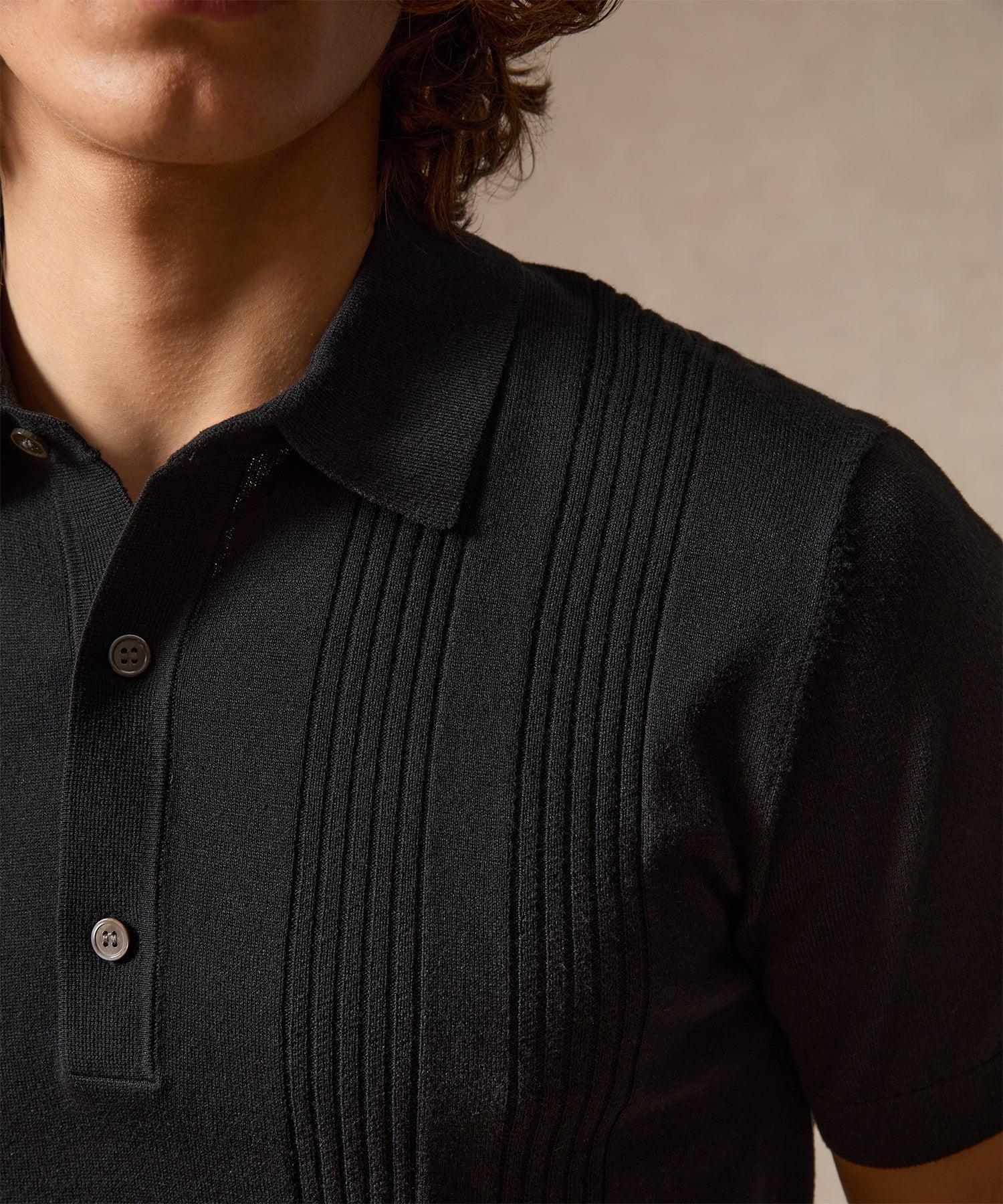 Silk-Cotton Ribbed Sweater Polo Product Image
