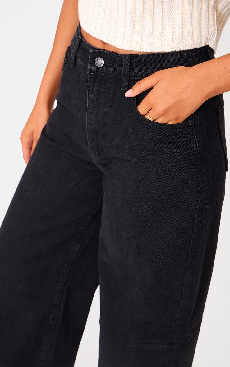 Tall Black Dipped Back Waistband Boyfriend Jeans Product Image