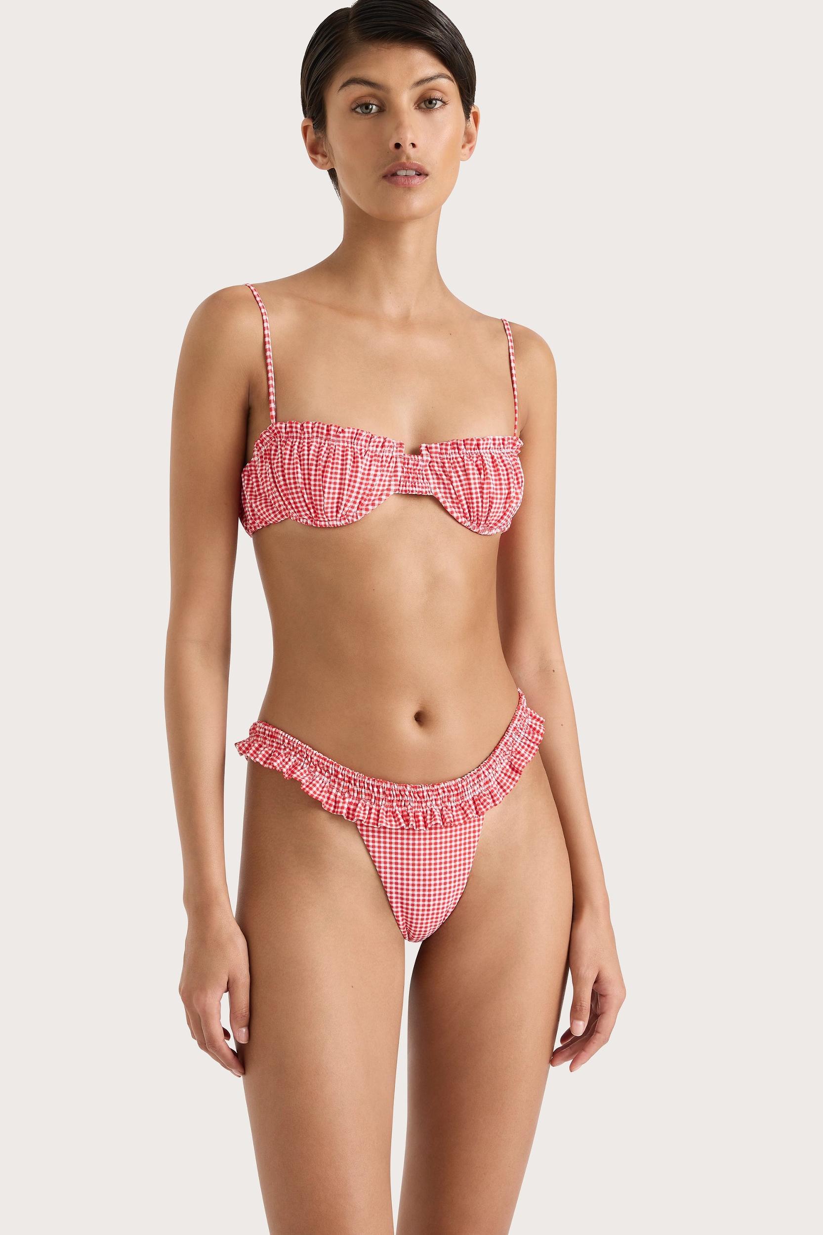 Esterel Bikini Top Gingham Red - Final Sale Product Image