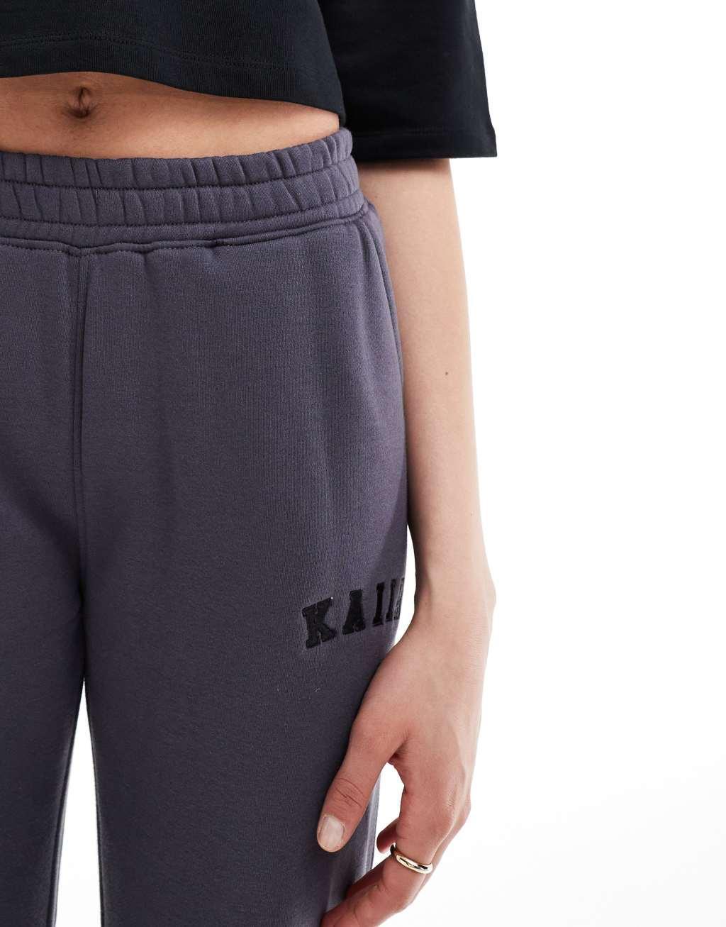 Kaiia Plus wide leg sweatpants in dark gray Product Image