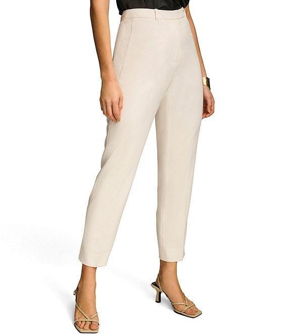 Donna Karan Ponte Pleated Slim Leg Faux Pocket Pants Product Image
