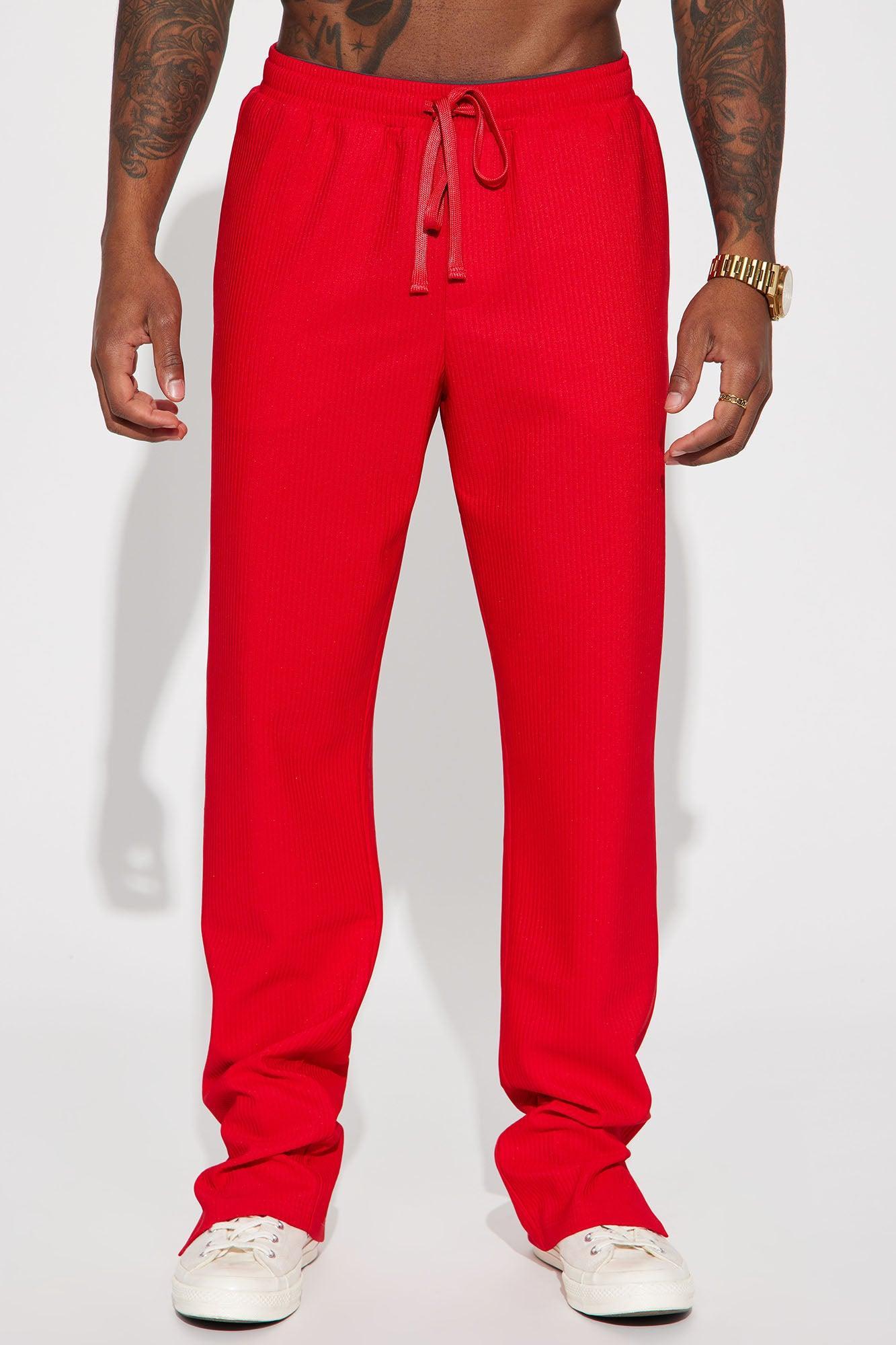 Show Up Slim Slit Pants - Red Product Image