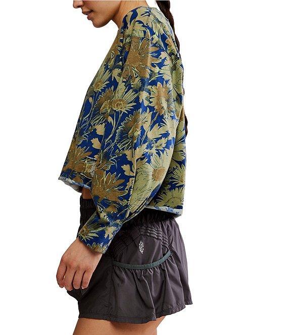 FP Movement Inspire Floral Printed Crew Neck Long Sleeve Boxy Layer Logo Top Product Image