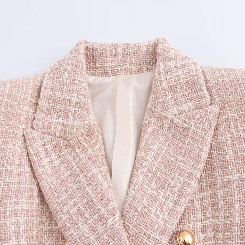 Peak Lapel Double-Breasted Tweed Blazer Product Image