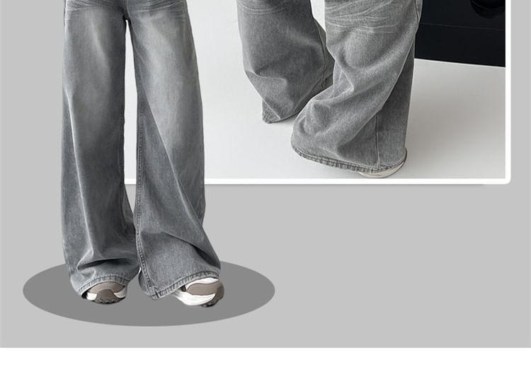 High Waist Washed Wide Leg Jeans Product Image