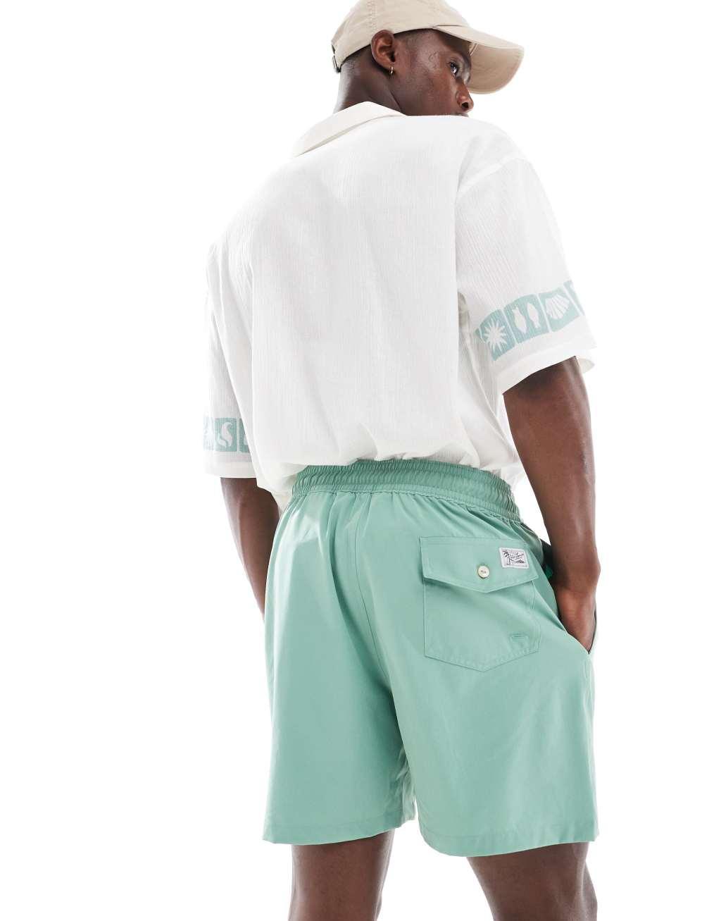 Polo Ralph Lauren Traveler icon logo swim shorts in light green Product Image