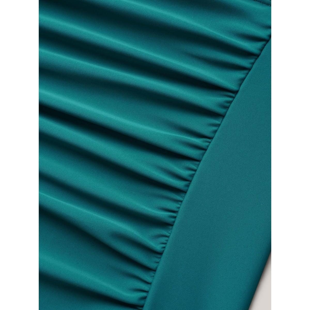 Plus Size Twist-Front Ruched Adjustable One-Piece Swimsuit Women's Swimwear Cyan Beach Twist Curve Bathing Suits High stretch One Pieces BloomChic 26/4X Product Image