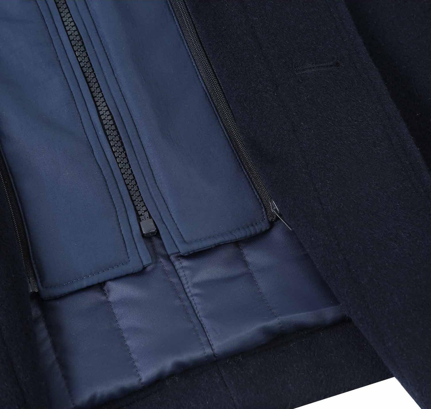 (40R) Slim Fit Wool Blend Navy Coat Product Image