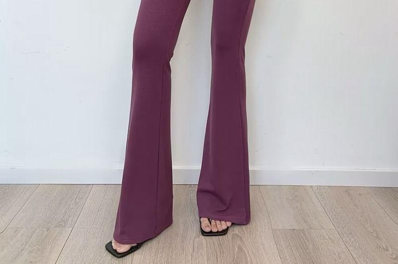 High Rise Plain Flared Pants Product Image