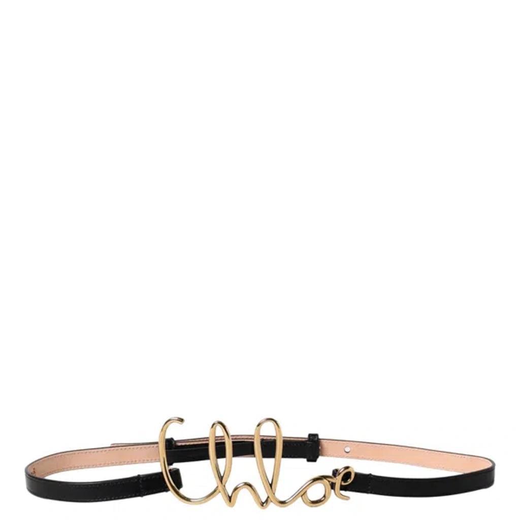 CHLOÉ Iconic Leather Belt Gold-tone Hardware In Black Product Image