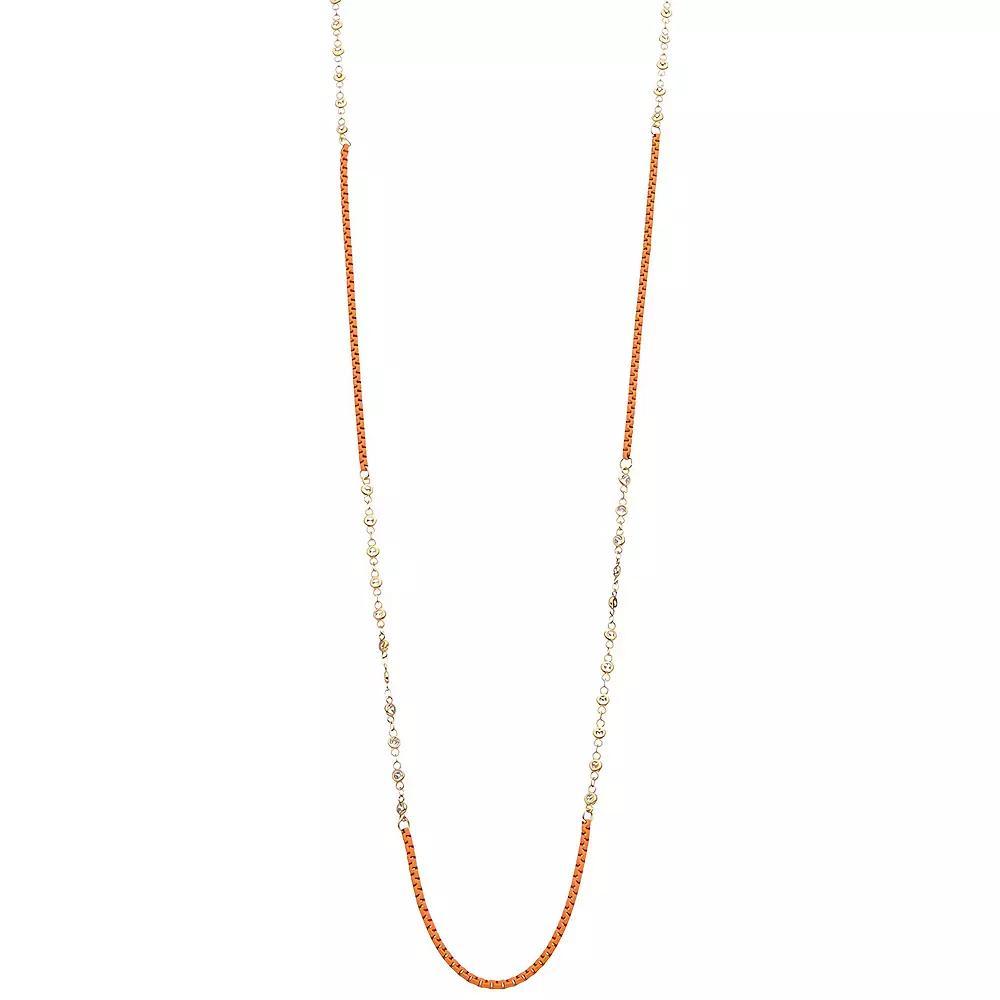 Juvell 18k Gold Plated Two Tone Cubic Zirconia Necklace, Women's, Size: 36", Gold Tone Product Image