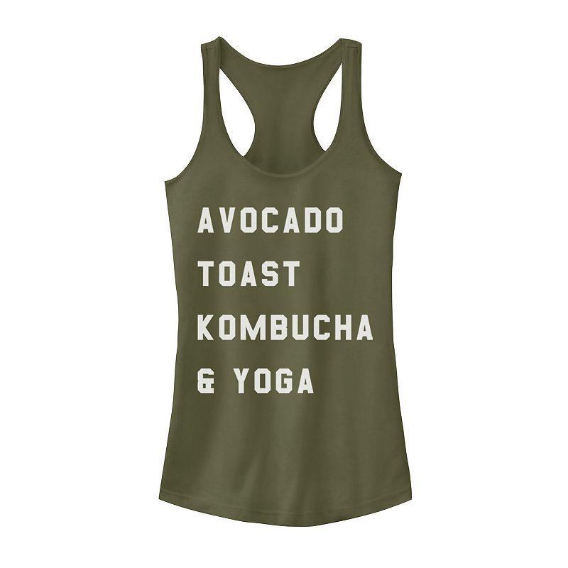 Juniors' Avocado Toast Kombucha & Yoga Tank Top, Girl's, Size: XS, Military Green Product Image