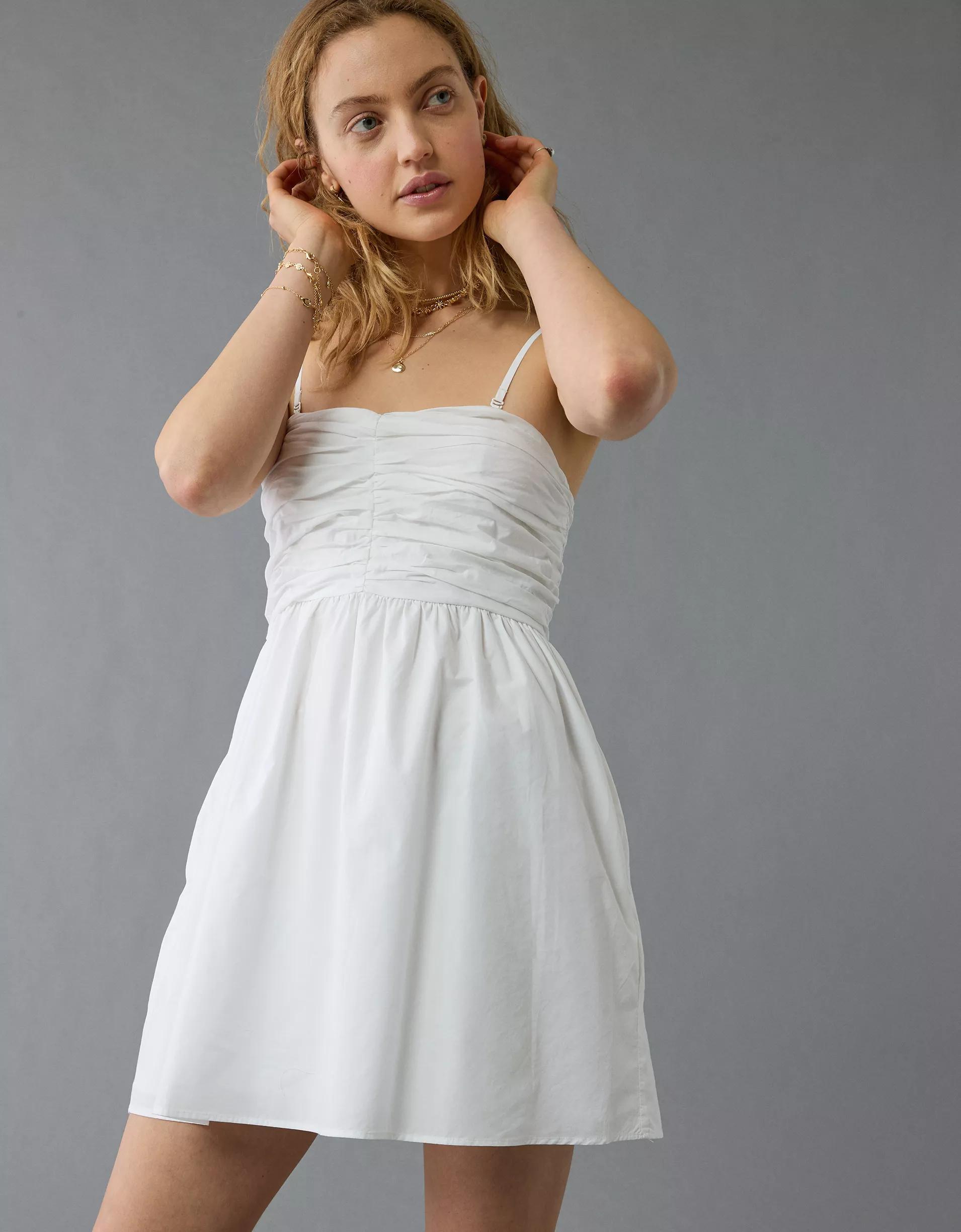 AE Ruched Pleated Mini Dress Product Image