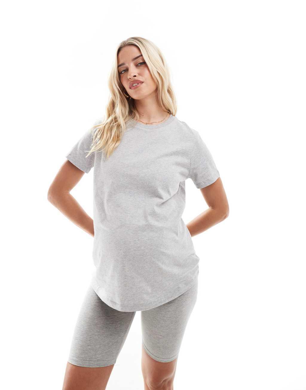 ASOS DESIGN Maternity ultimate t-shirt with crew neck in cotton blend 2 pack SAVE Product Image