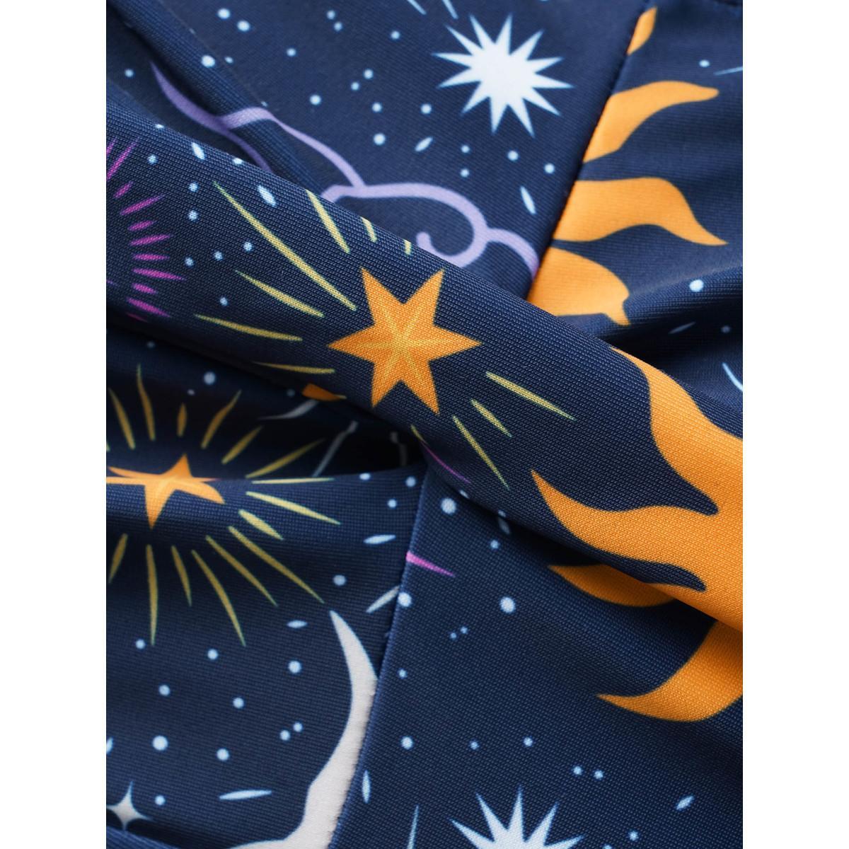 Plus Size Moon & Star Heart Neckline Twist Front Swim Top Women's Swimwear Midnight Beach Twist High stretch Skinny Heart neckline Curve Swim Tops BloomChic 18-20/2X Product Image