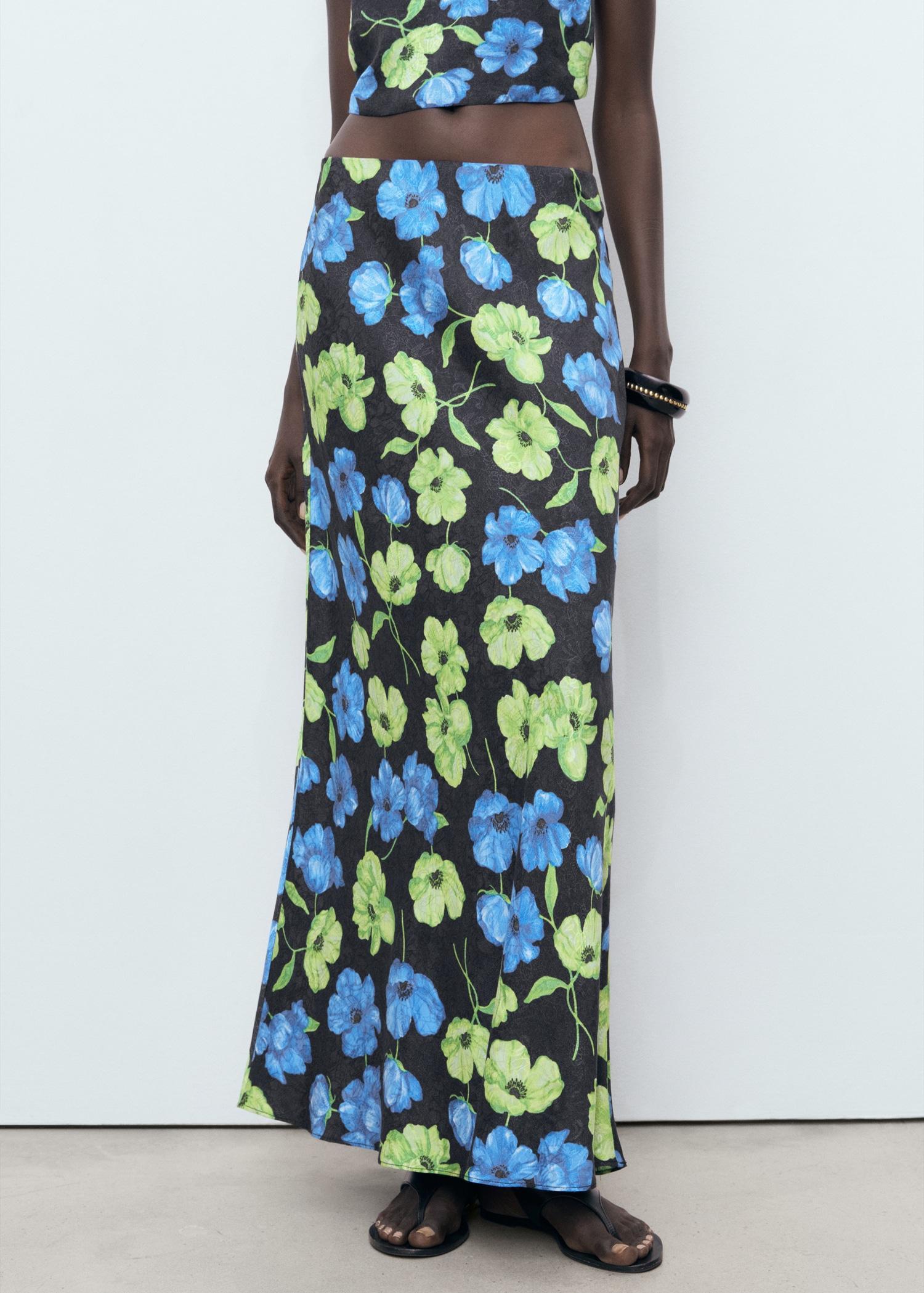 Floral-print long skirt - Women | MANGO USA Product Image