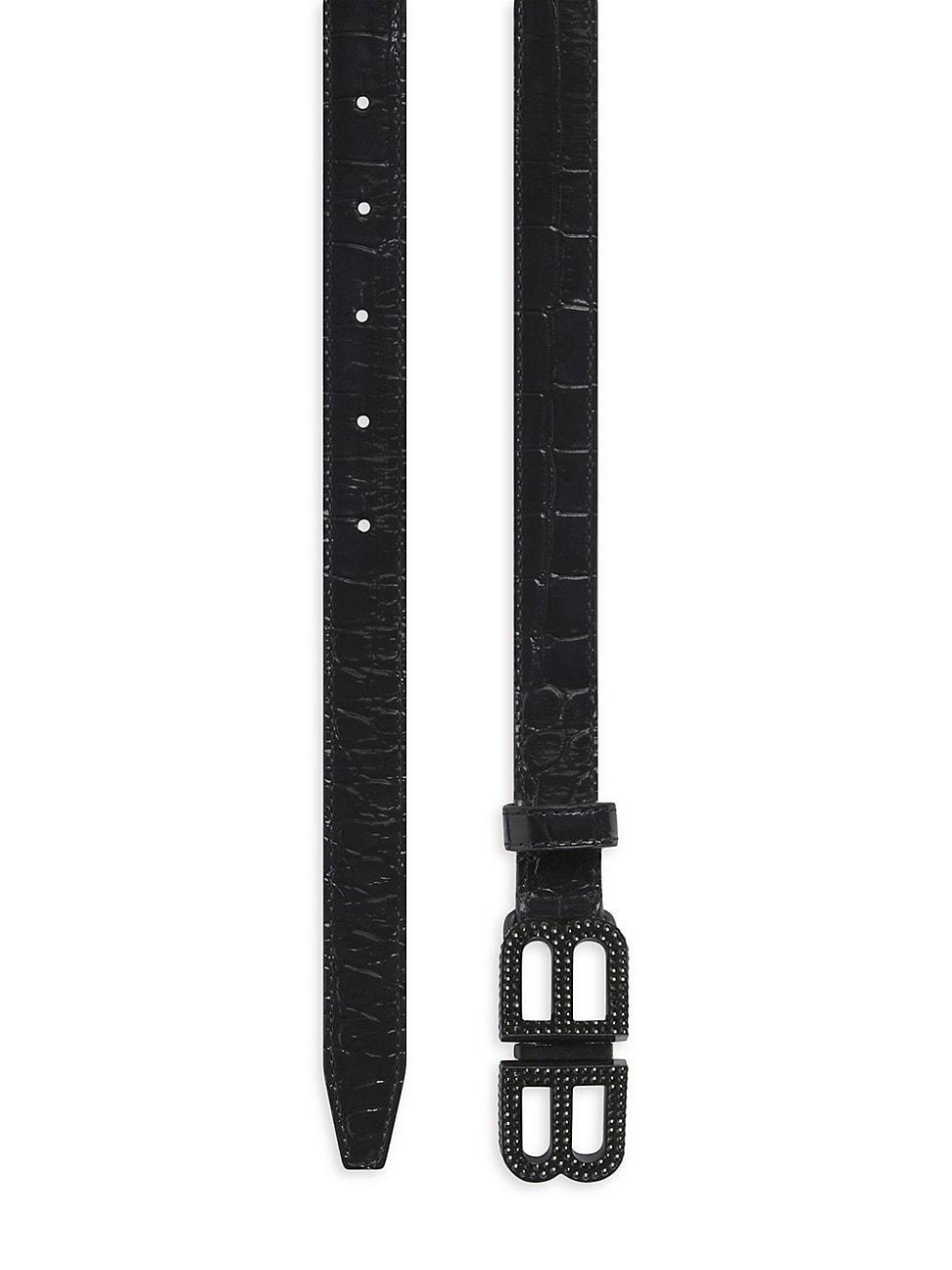 BB Hourglass Thin Belt Crocodile Embossed With Rhinestones Product Image