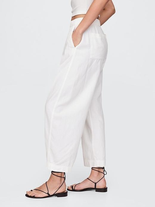 Mid Rise Linen-Blend Easy Barrel Pants Product Image