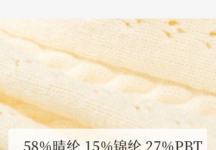 Long-Sleeve Scoop Neck Plain Knit Top Product Image