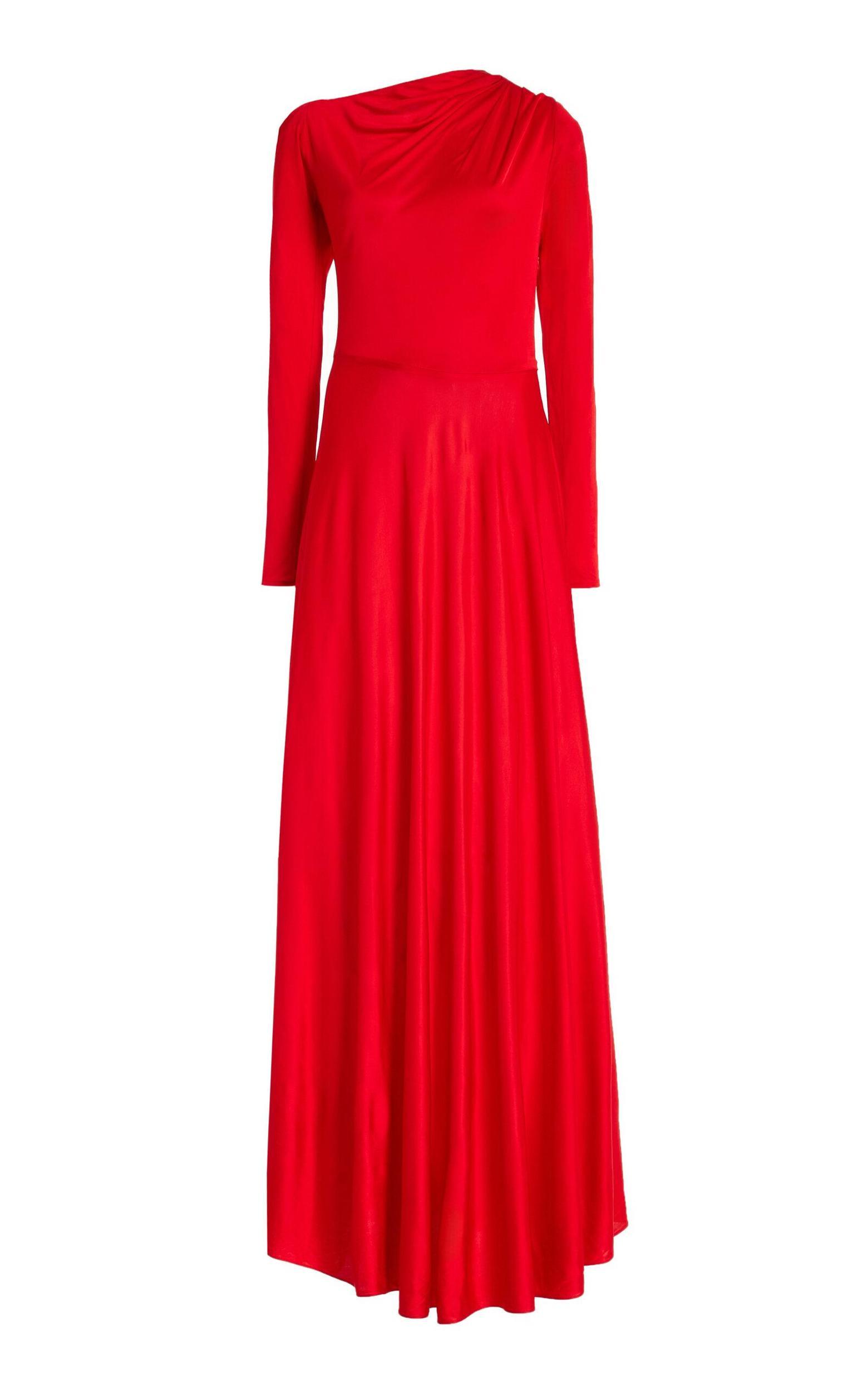 ALEJANDRA ALONSO ROJAS Draped Jersey Gown In Red Product Image