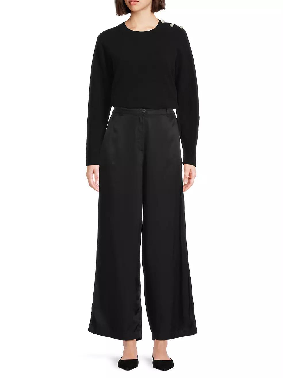 Perinus Twill Wide-Leg Trousers Product Image