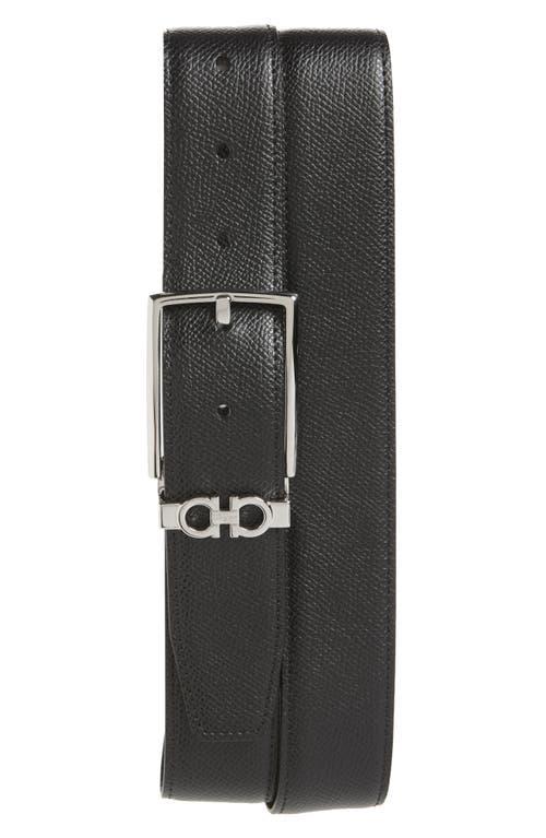 Mens Reversible Textured Leather Belt with Classic Buckle Product Image