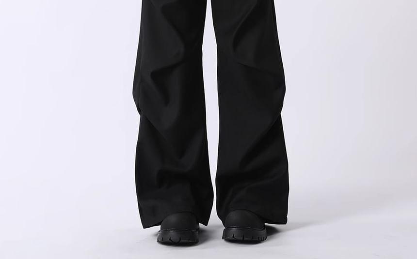High Waist Plain Wide Leg Cargo Pants Product Image