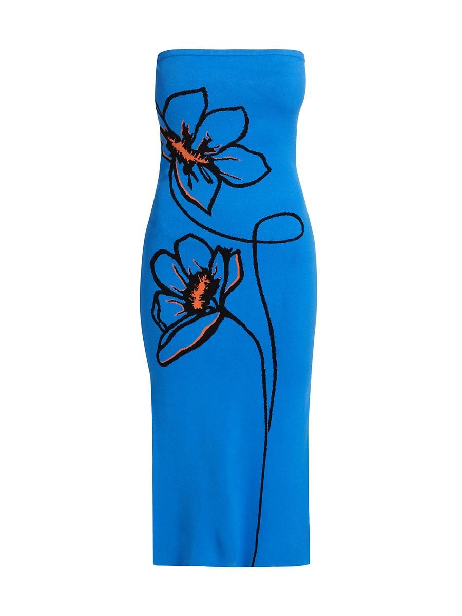 Womens Floral Knit Strapless Midi-Dress Product Image