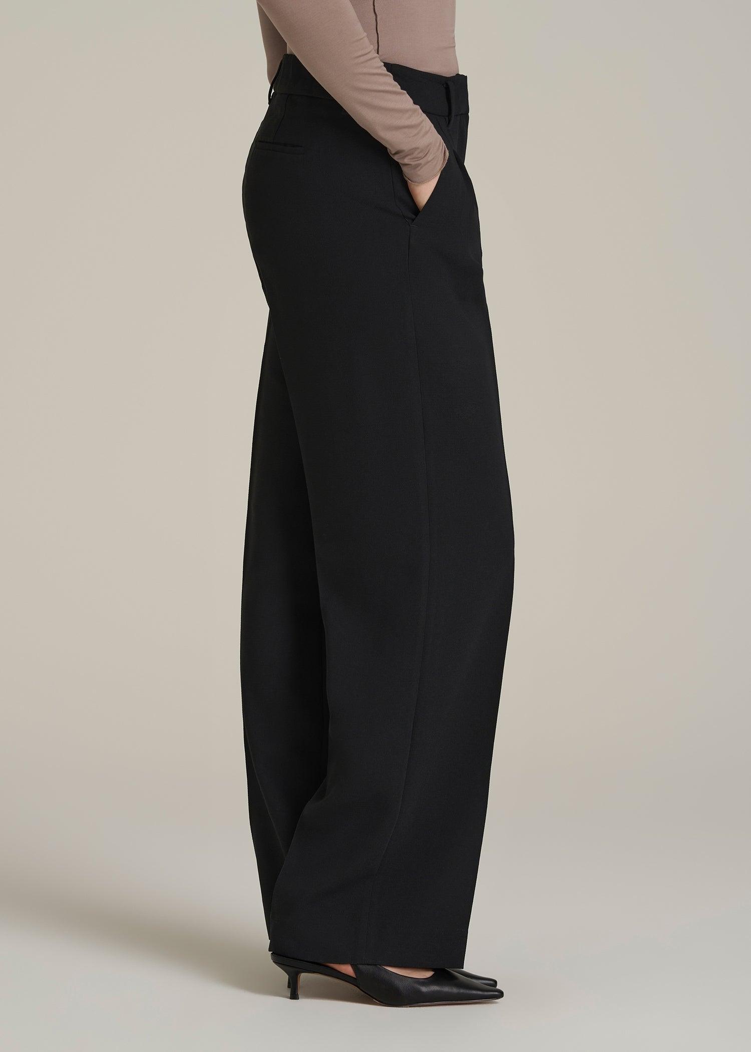 Wide Leg Pleated Dress Pants 2.0 for Tall Women in Black Product Image
