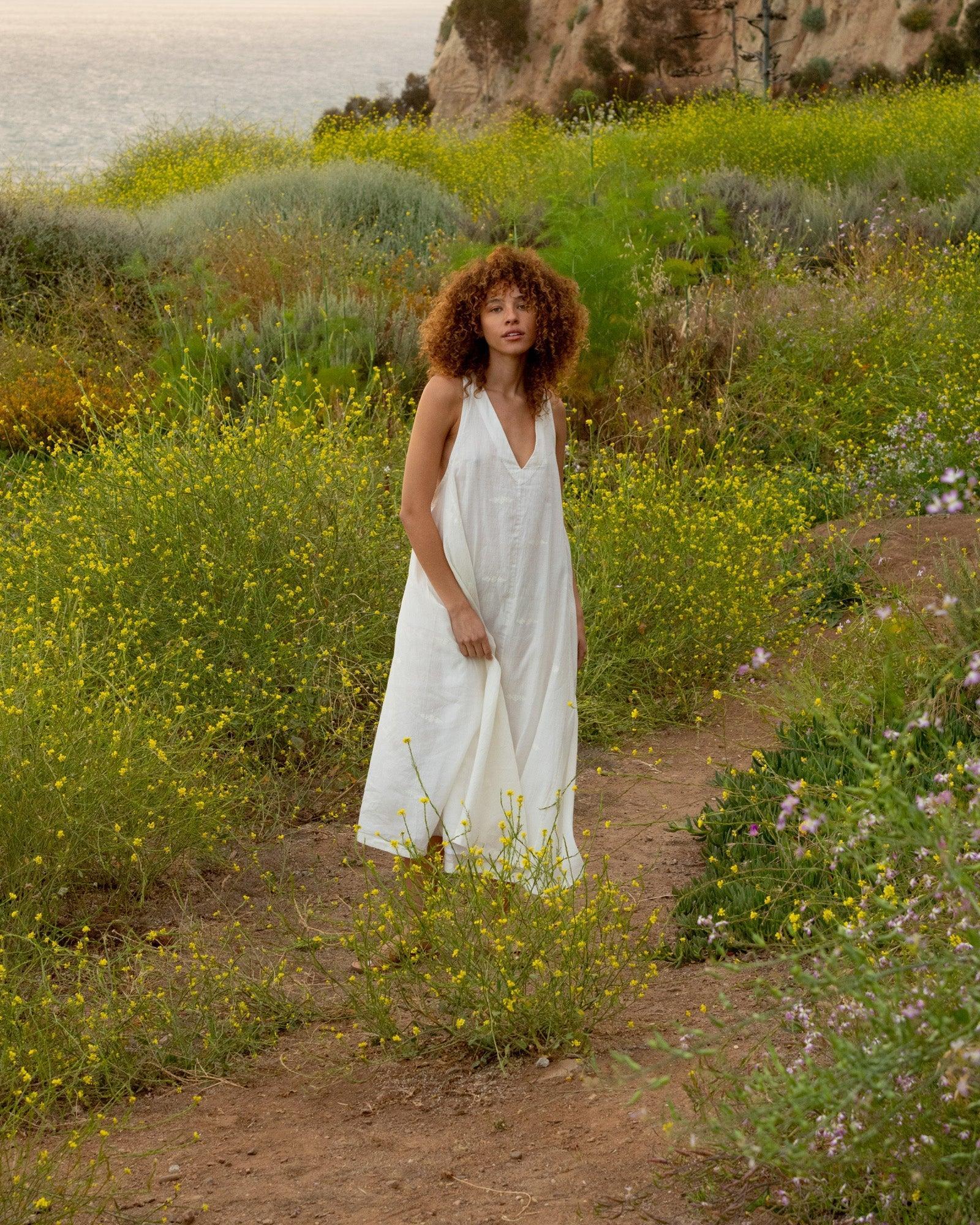 Off White Halter Neck Dress for Summer Product Image