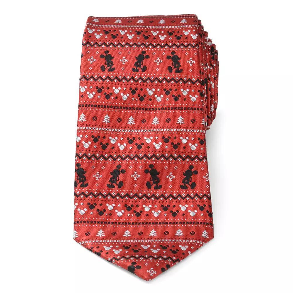 Disney's Pattern Men's Tie, Mickey Fair Isle Red Product Image