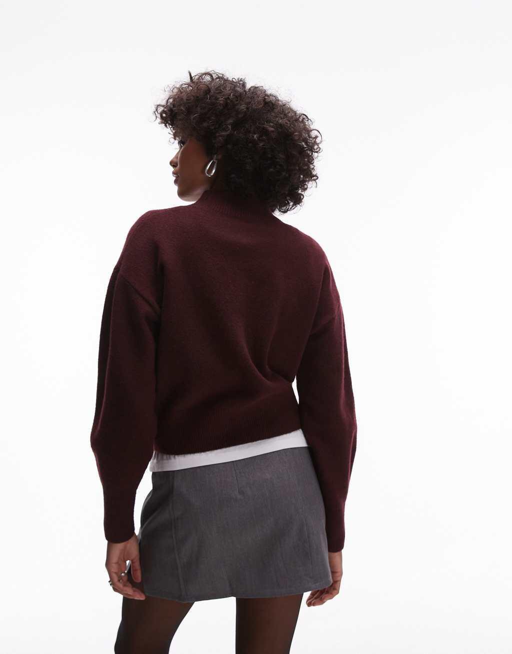 & Other Stories mock neck sweater in burgundy Product Image