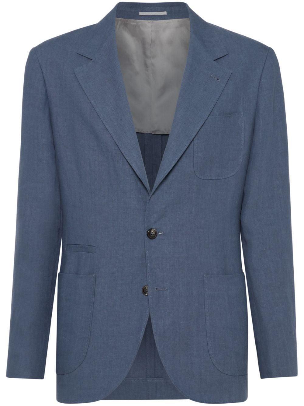BRUNELLO CUCINELLI Patch-pocket Blazer In Indigo Product Image