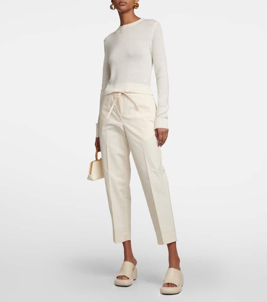 JIL SANDER High-rise Cotton Pants In Natural Product Image