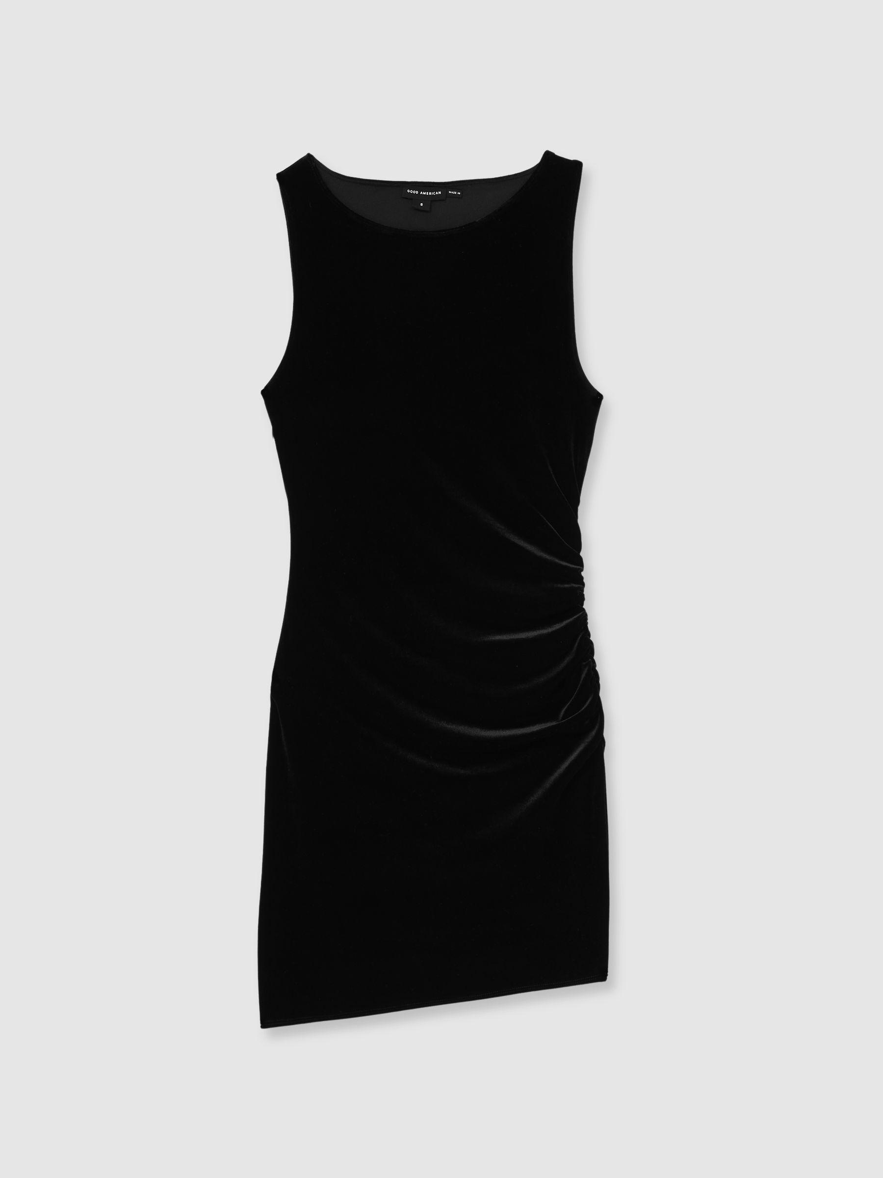 Velvet Ruched Mini Dress in Black Product Image