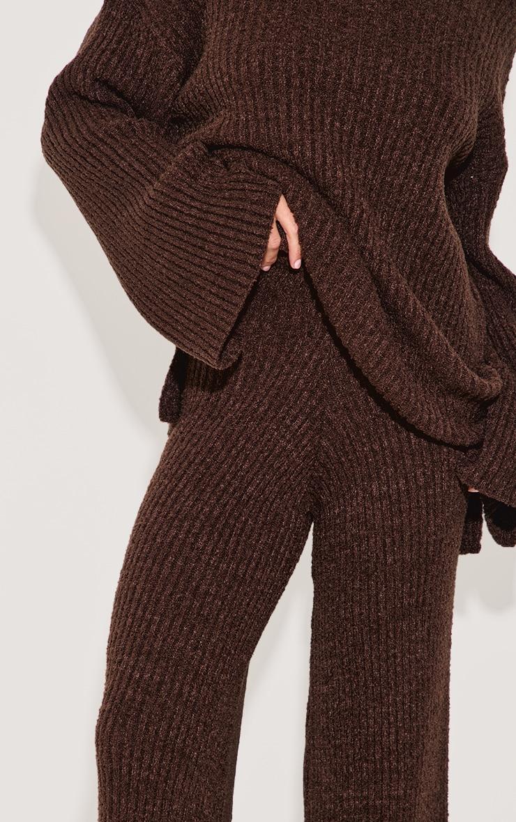 Chocolate Rib Boucle Knit Wide Leg Pant Product Image