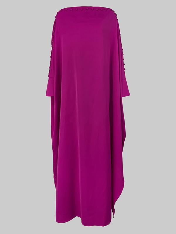 H-Line Loose Buttoned Solid Color Maxi Dresses Product Image
