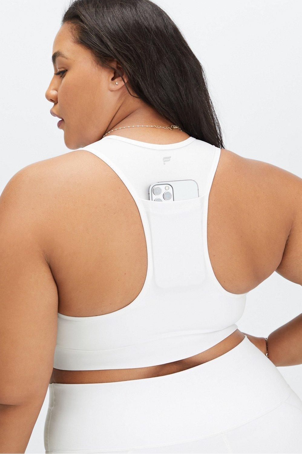 Fabletics On-The-Go Medium Impact Sports Bra Womens white plus Size 4X Product Image