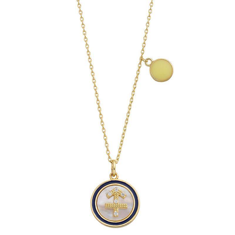 City Luxe Mother of Pearl Pisces Gold Pendant Necklace, Womens Gold Tone Pisces Product Image