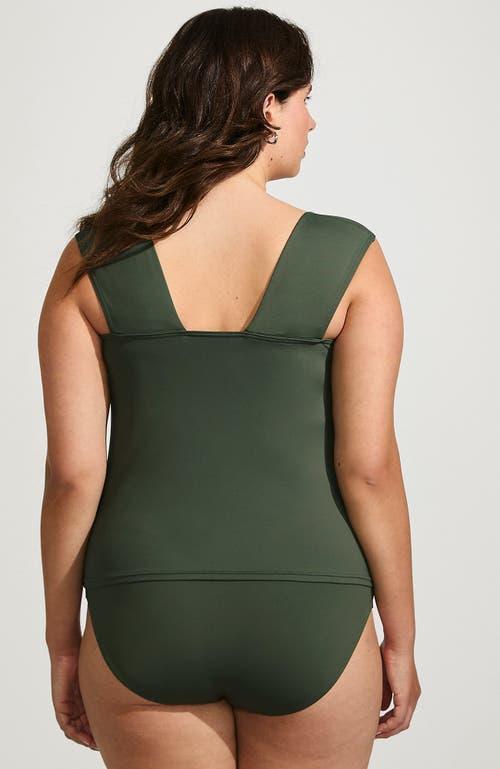 Lands' End Womens Square Neck Underwire Square Back Tankini Swimsuit Top in Rich Olive Green at Nordstrom, Size 16W Product Image